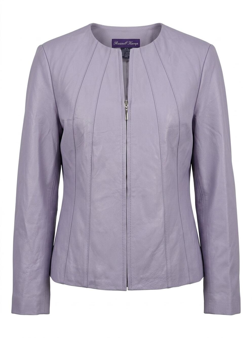 Russell Kemp Content 100% Leather Crew Neck Full Zip Jacket Women Size 6